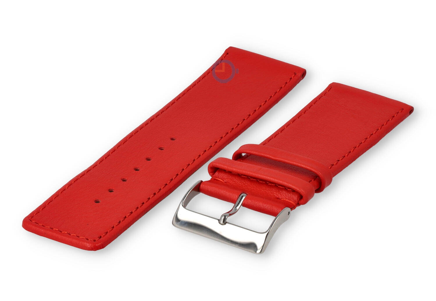 30mm Uhrenarmband glatt Leder - Hellrot
