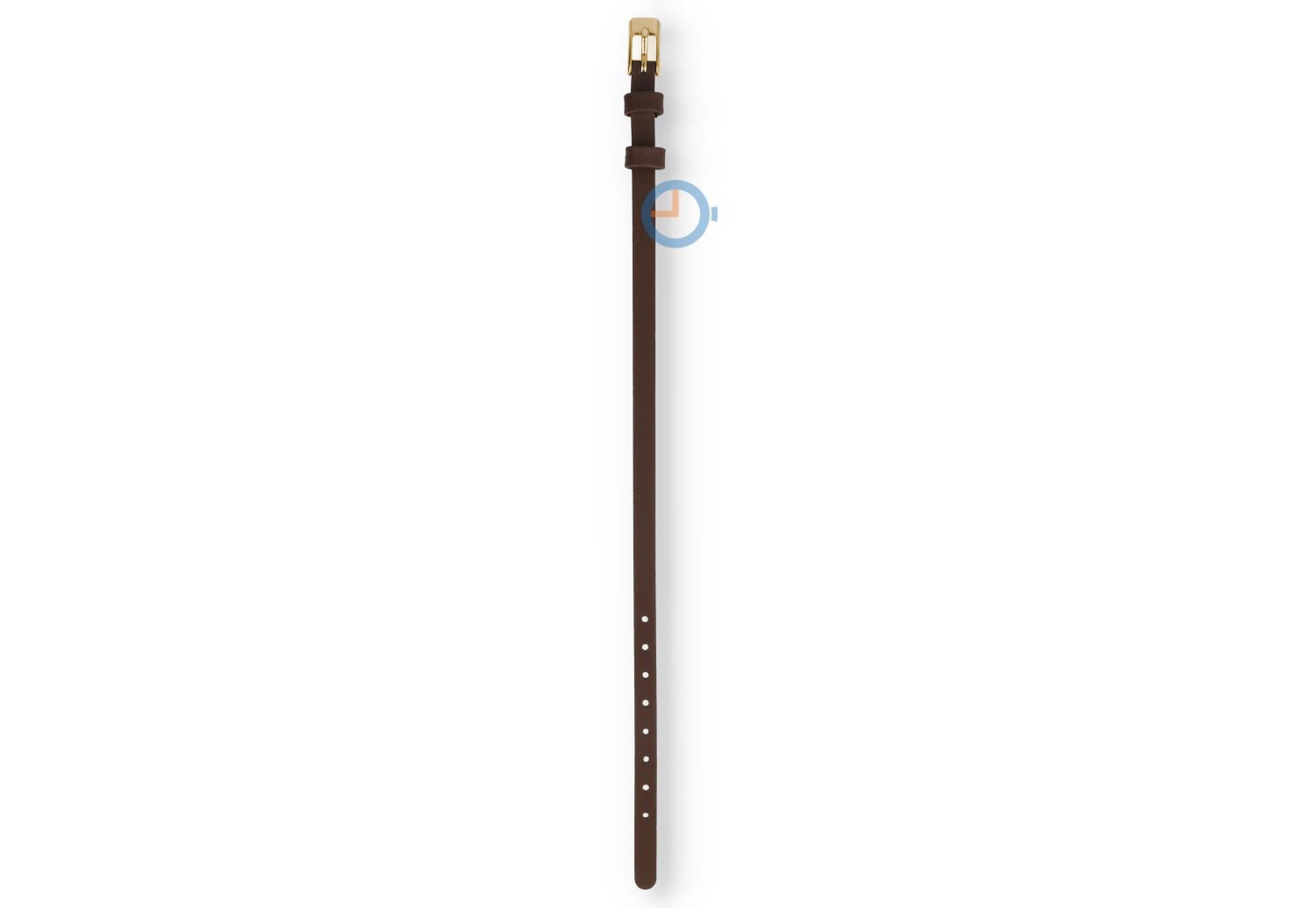 One-piece Leder Uhrenarmband - 6mm - dunkelbraun mit Gold