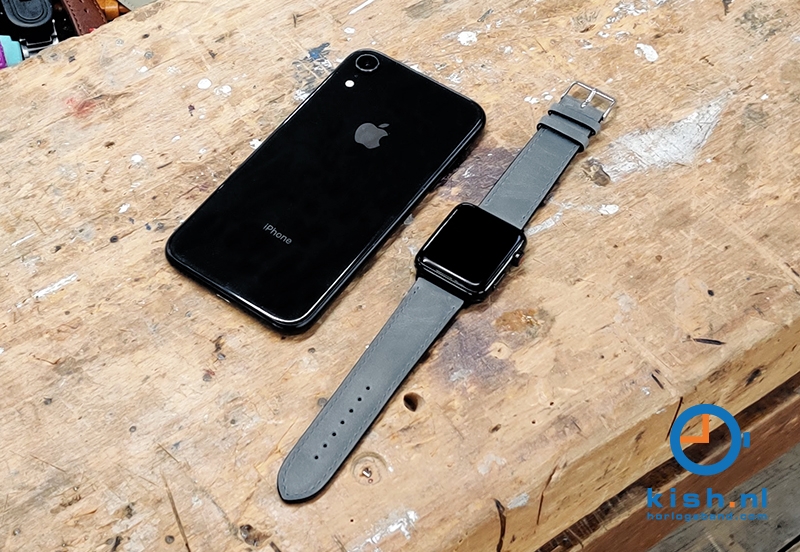 Apple Watch bandje kalfsleer matgrijs - 42/44/45mm