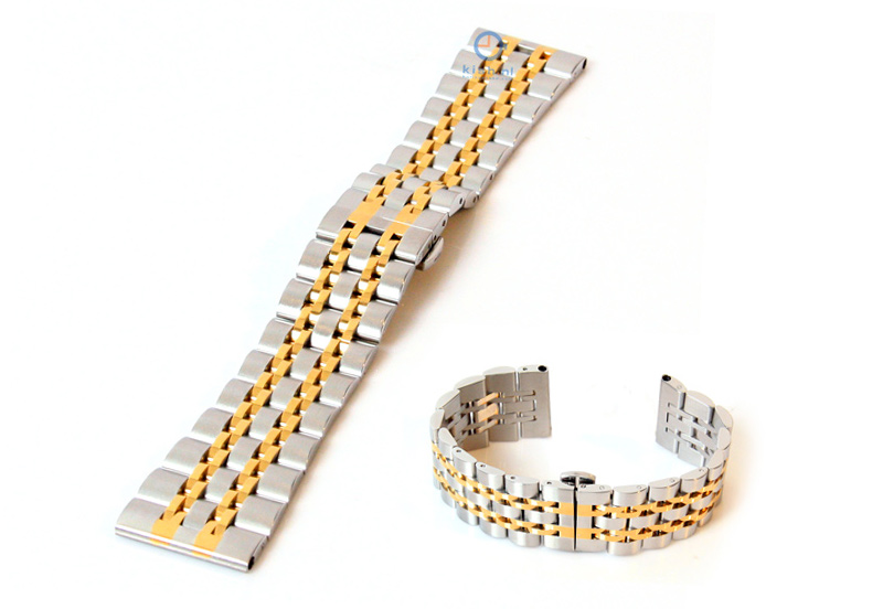 Uhrenarmband 24mm Edelstahl Silber - Gold