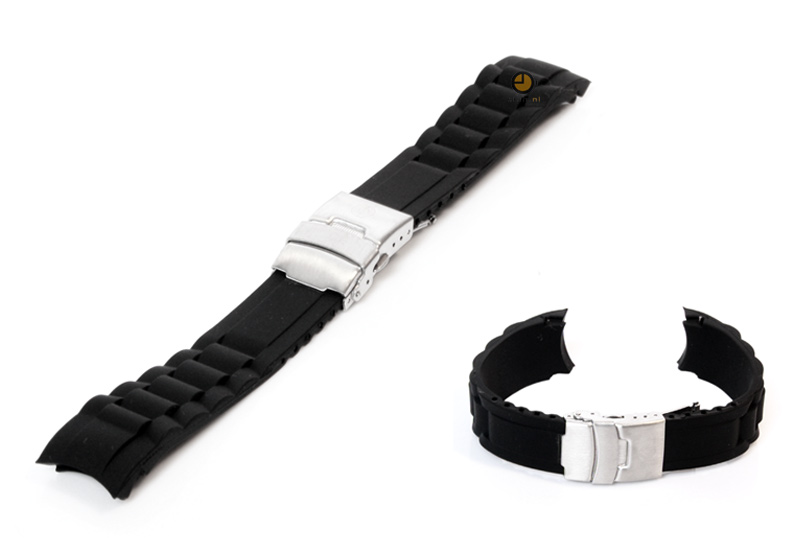 Silikon Rolex - stil Uhrenarmband 20mm Schwarz
