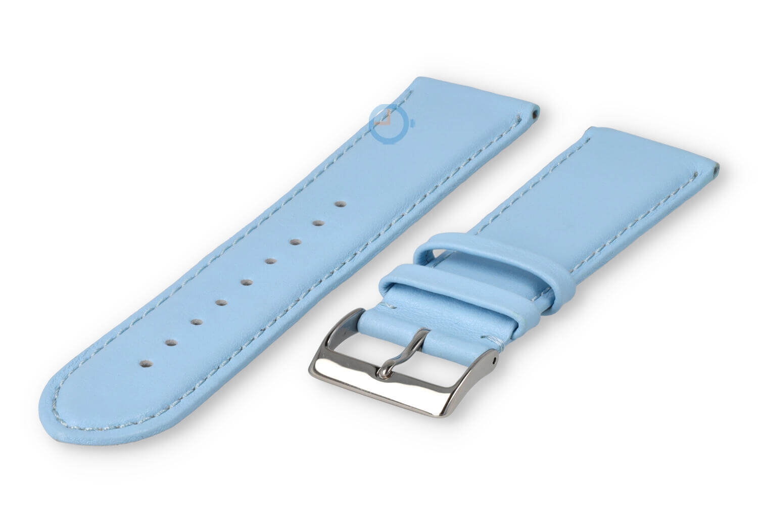 24mm Uhrenarmband glatt Leder - eisblau