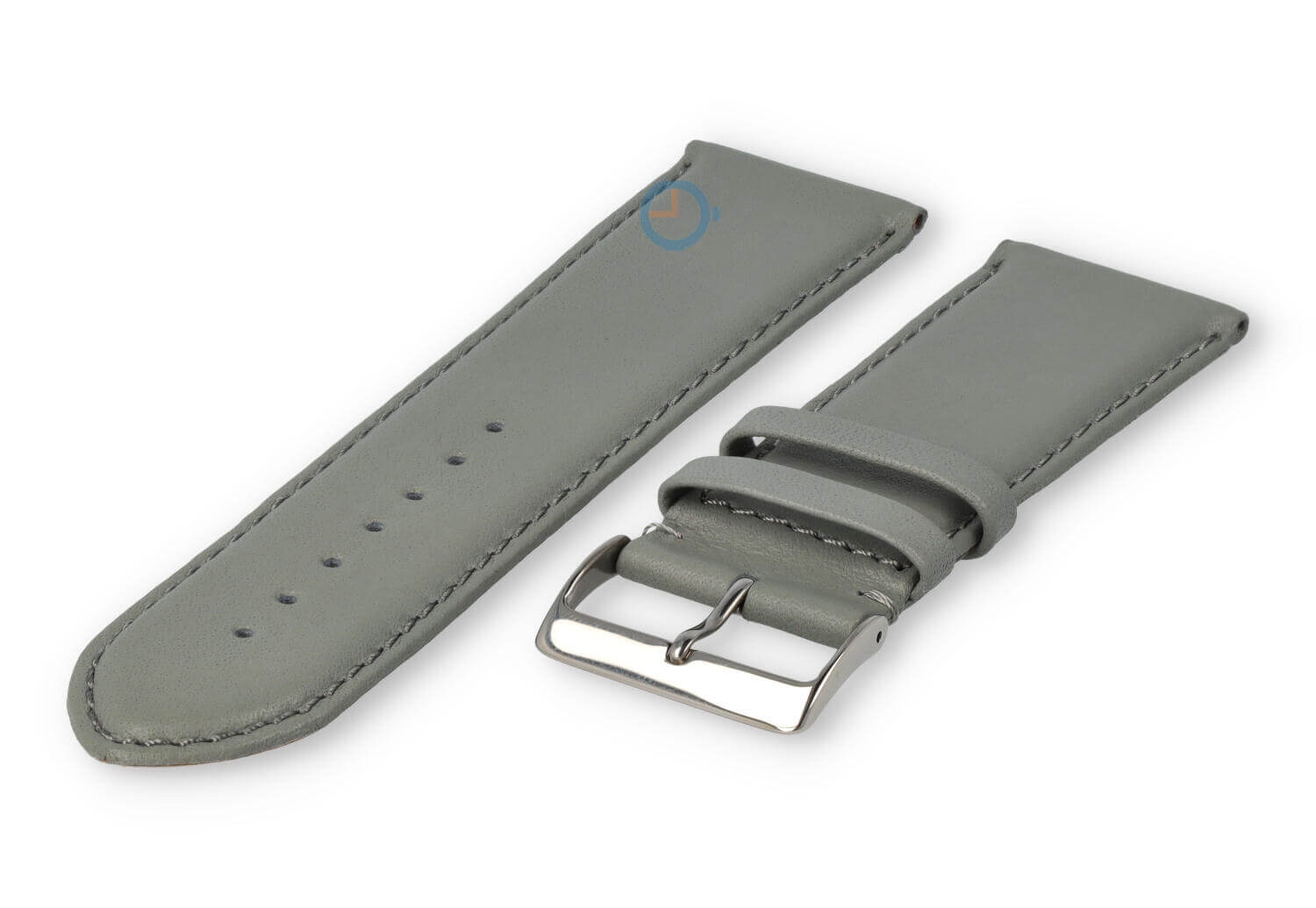 26mm Uhrenarmband glatt Leder - hellgrau