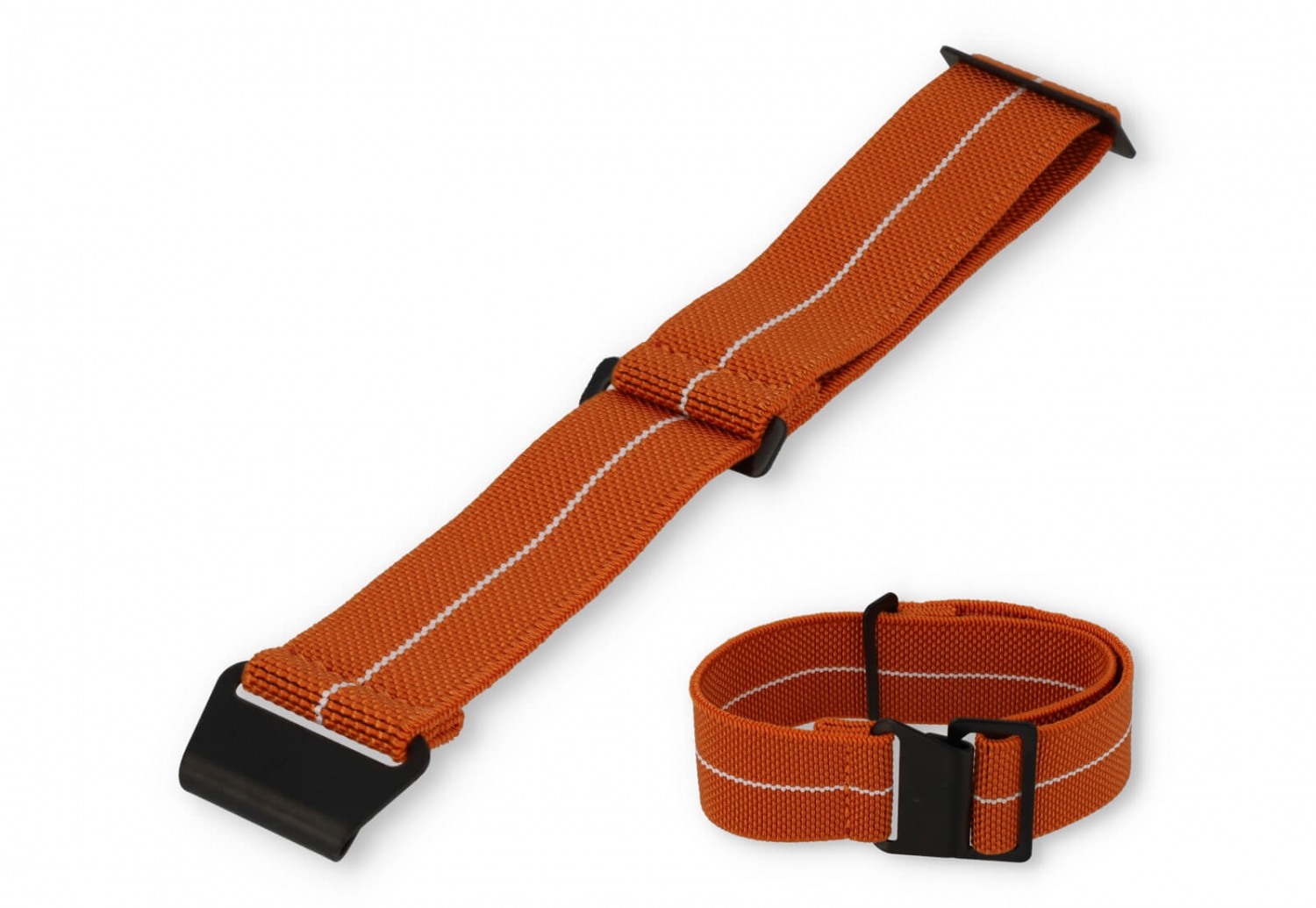 Elastistches Uhrenarmband 20mm Nylon orange - weiß