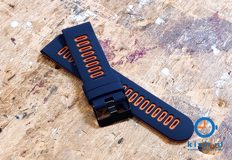 Siliconen horlogeband 22mm - blauw/oranje