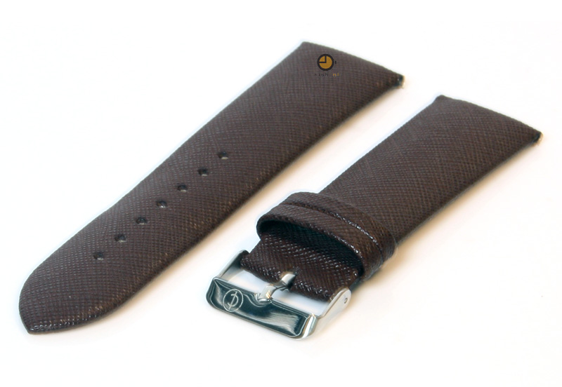 Uhrenarmband 22mm Dunkelbraun Leder mit Leinwand - Look