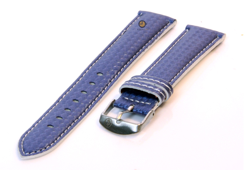 Uhrenarmband 22mm Blau - Weiß wasserfestes Leder