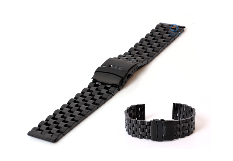 Uhrenarmband 24mm schwarz matt/glänzend