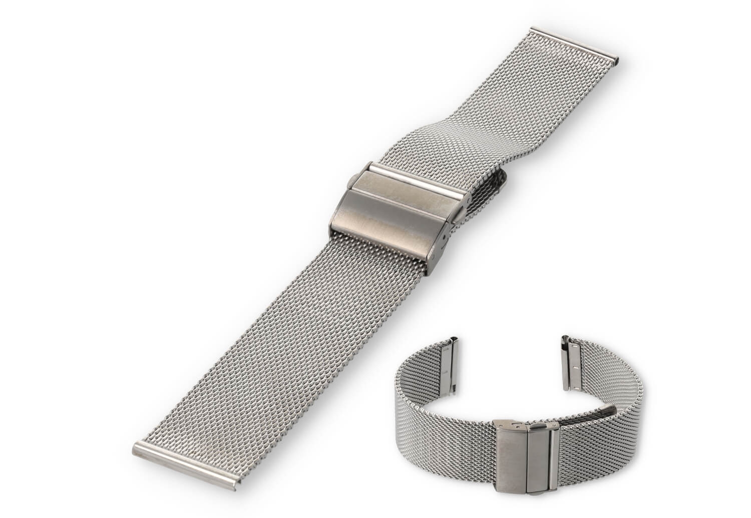Mailänder Uhrenarmband 20mm Silber - verstellbare Faltschließe