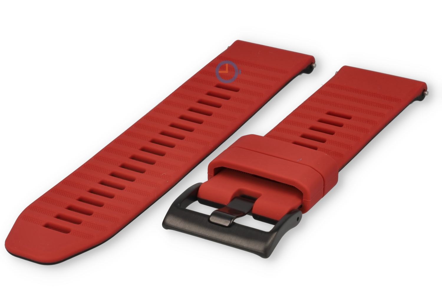 24mm Silikon Uhrenarmband - rot schwarz - Schnellwechsel