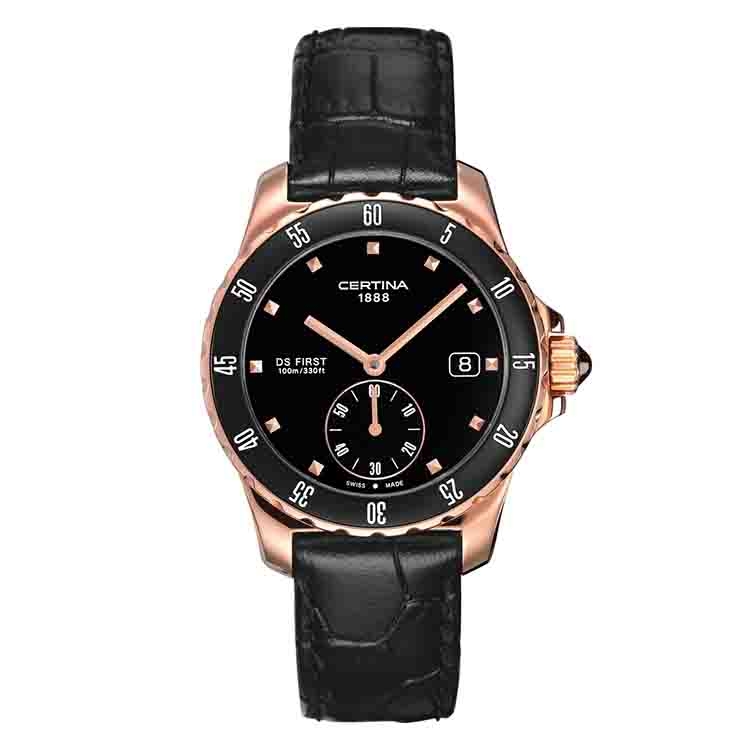 Certina Band C0142353605100A 17/16mm schwarzes Leder ohne Schließe