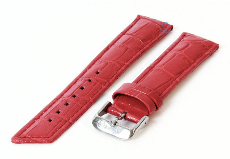 Uhrenarmband 22mm rot Leder mit Kroko - Druck