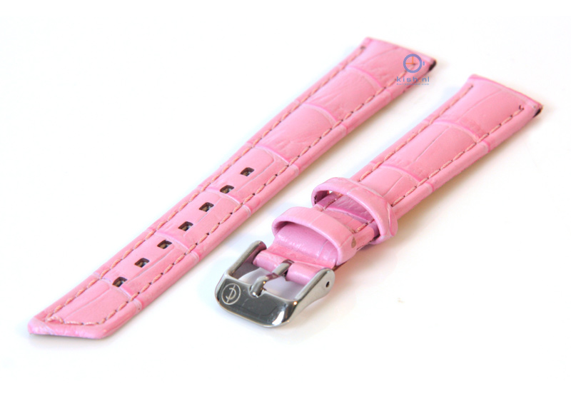 Uhrenarmband 16mm rosa Leder mit Kroko - Druck