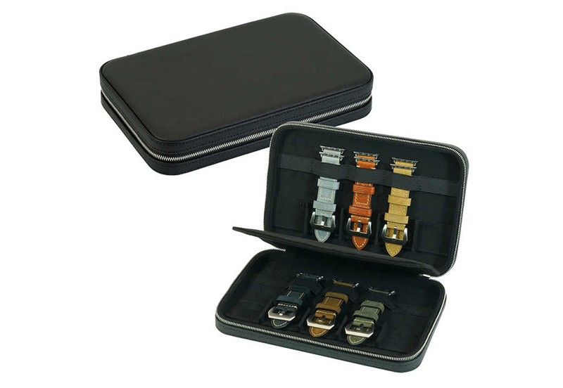 Etui für 10 Uhrenarmbänder - Kreuzmuster schwarzer Samt