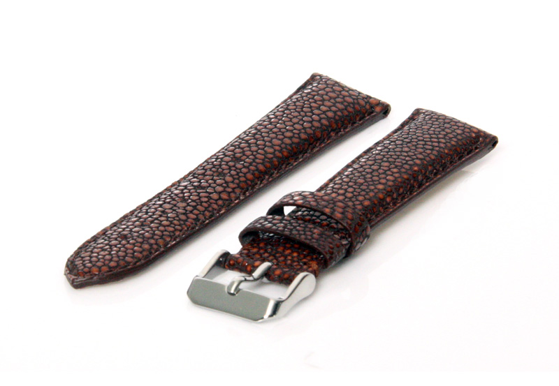 Uhrenarmband 24mm Braun Leder mit Stingray - Druck