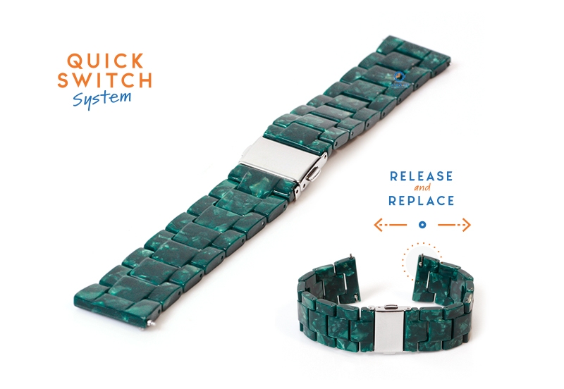 20mm resin Uhrenarmband - Granit grün