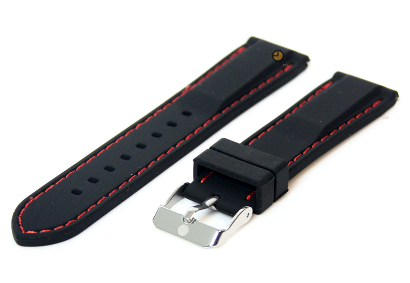 Uhrenarmband 20mm Schwarz - Rot Silikon mit Quick - Release