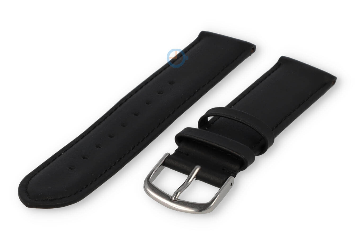 16mm Uhrenarmband glatt Leder - schwarz