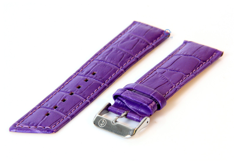 Uhrenarmband 24mm violett Leder mit Krokostruktur