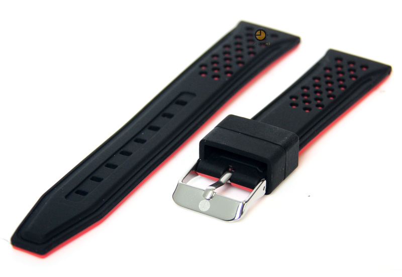 20mm Silikon Uhrenarmband Schwarz/Rot