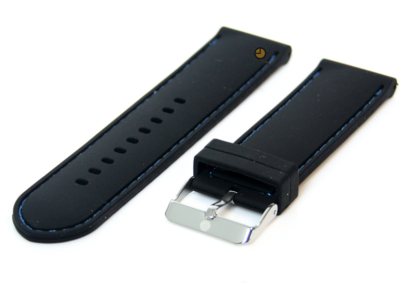 Uhrenarmband 22mm Silikon Schwarz/Blau