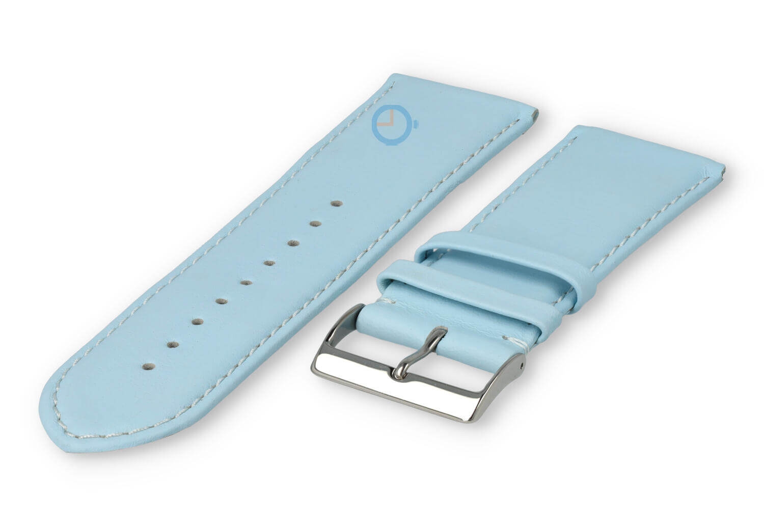 28mm Uhrenarmband glatt Leder - eisblau