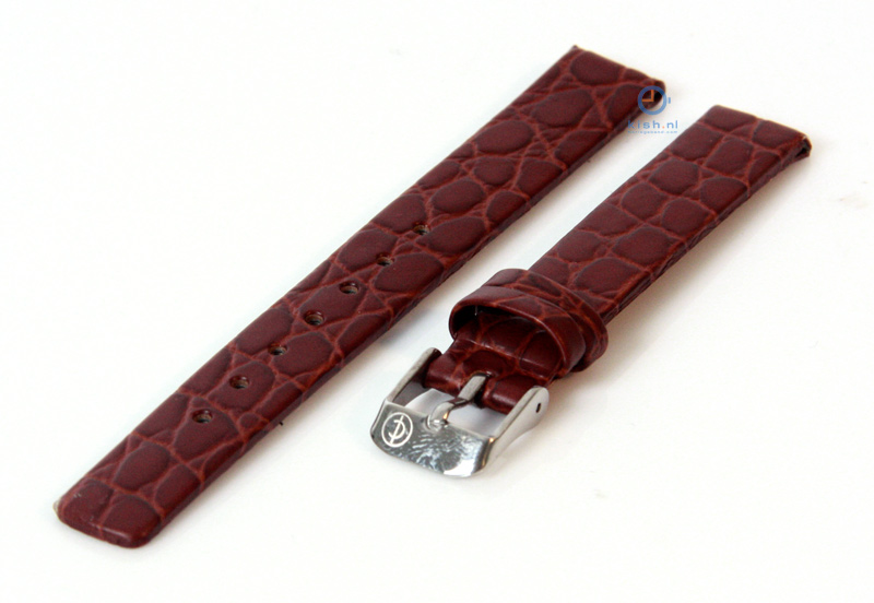Uhrenarmband 10mm dunkelbraun Leder mit Kroko - Druck