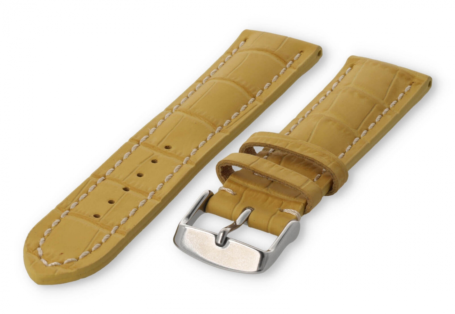 Uhrenarmband mit krokoprint 20mm gelbes Leder