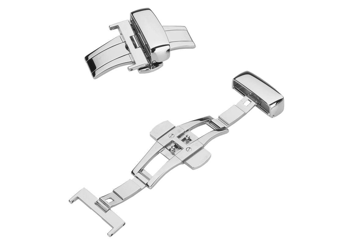 doppelte Faltschließe 18mm Silber + drückern