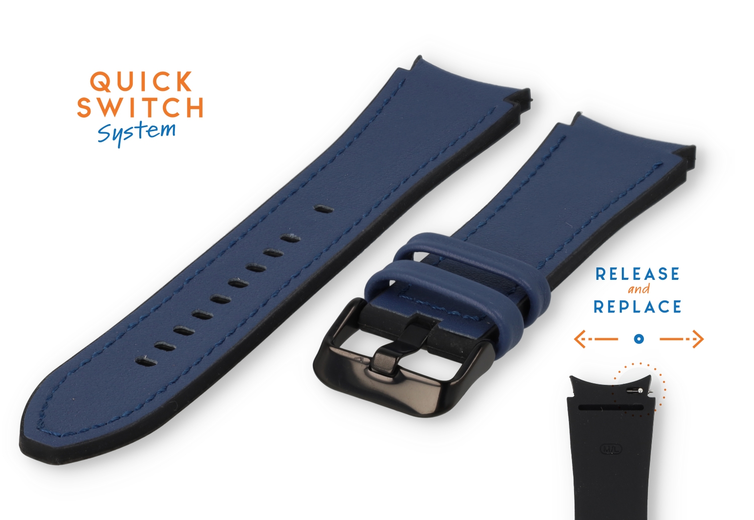 Samsung Galaxy watch 4 Uhrenarmband Leder Dunkelblau - 20mm