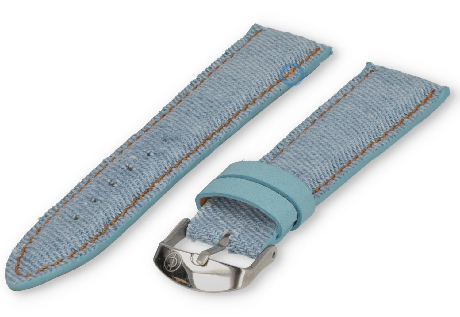 Gesticktes jeans Uhrenarmband - 20mm - lightblue
