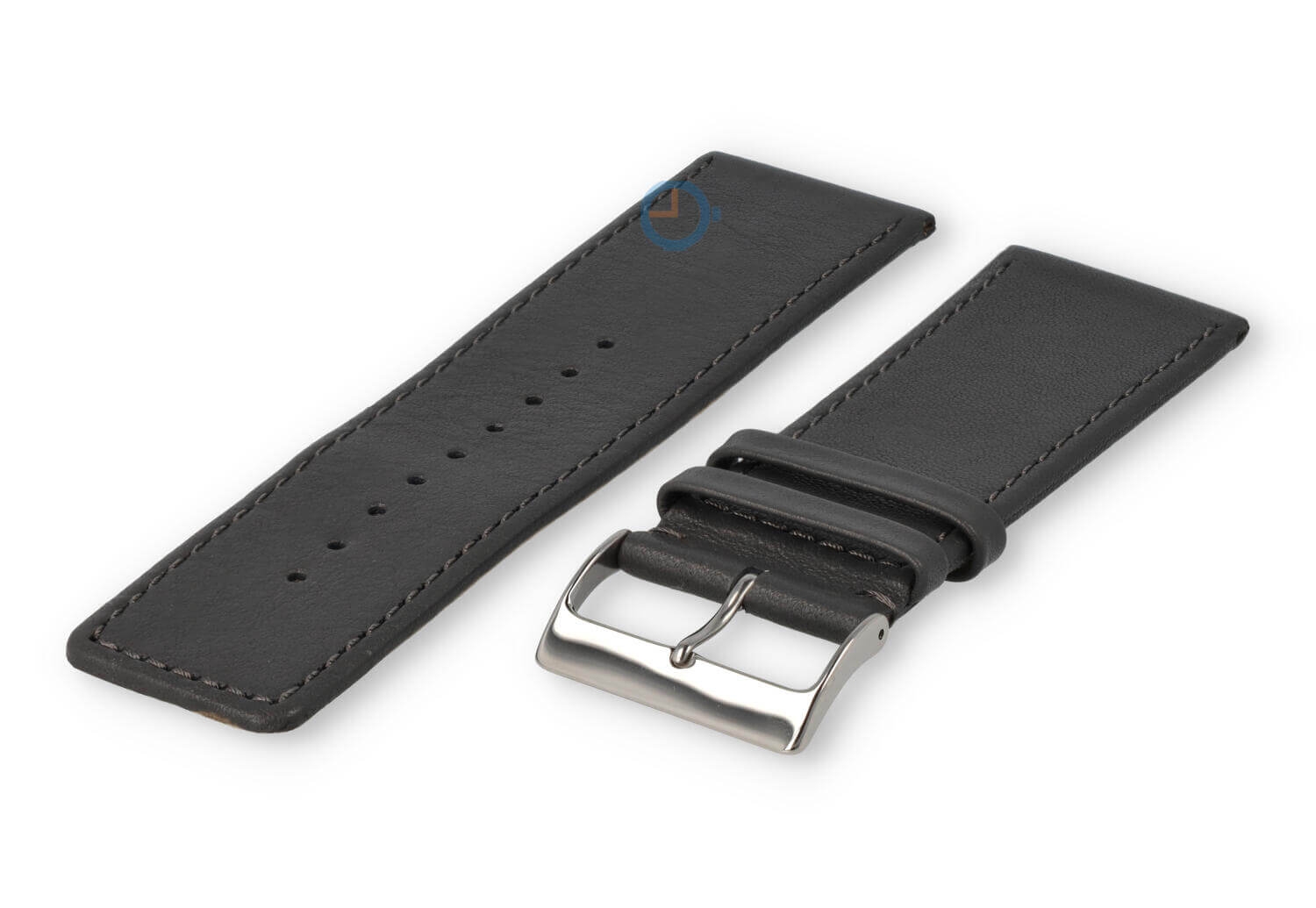 30mm Uhrenarmband glatt Leder - dunkelgrau