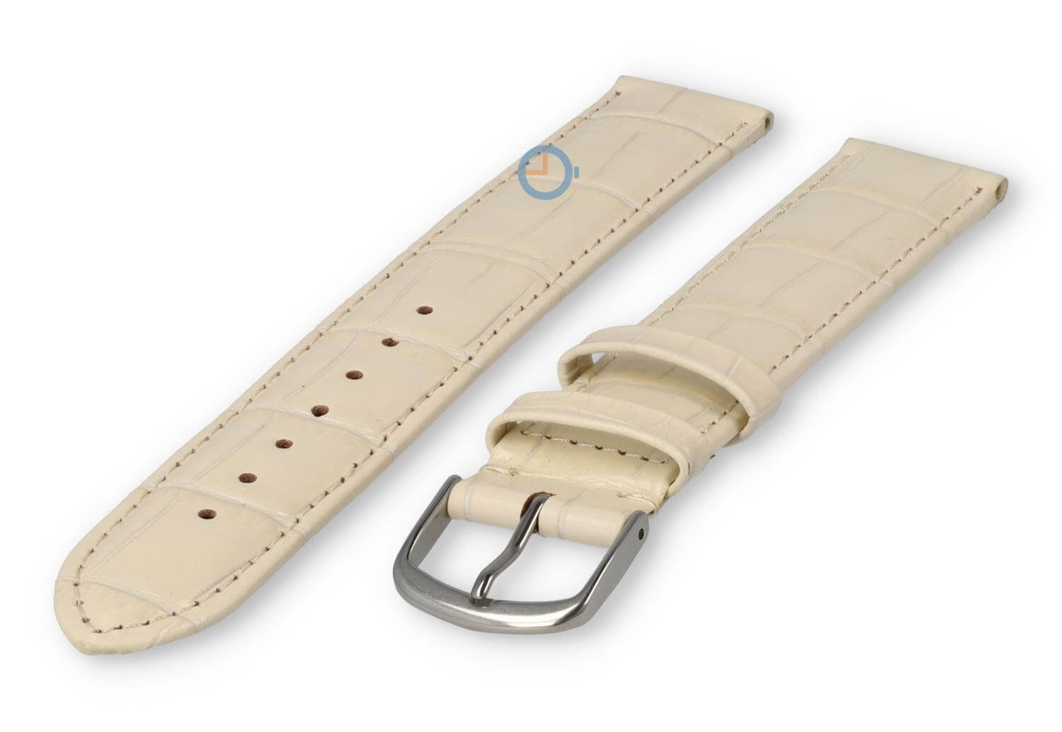 XL Uhrenarmband Leder mit Krokoprint - 16mm - creme