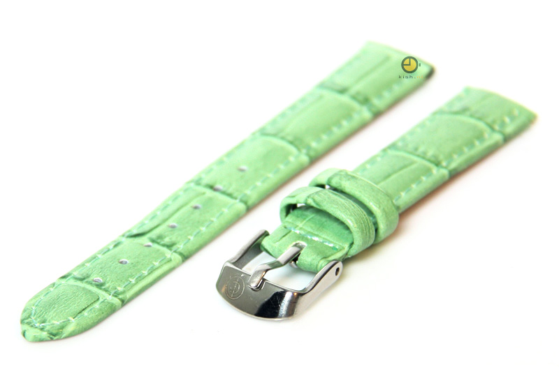 Uhrenarmband 12mm Grün Leder mit Kroko - Druck