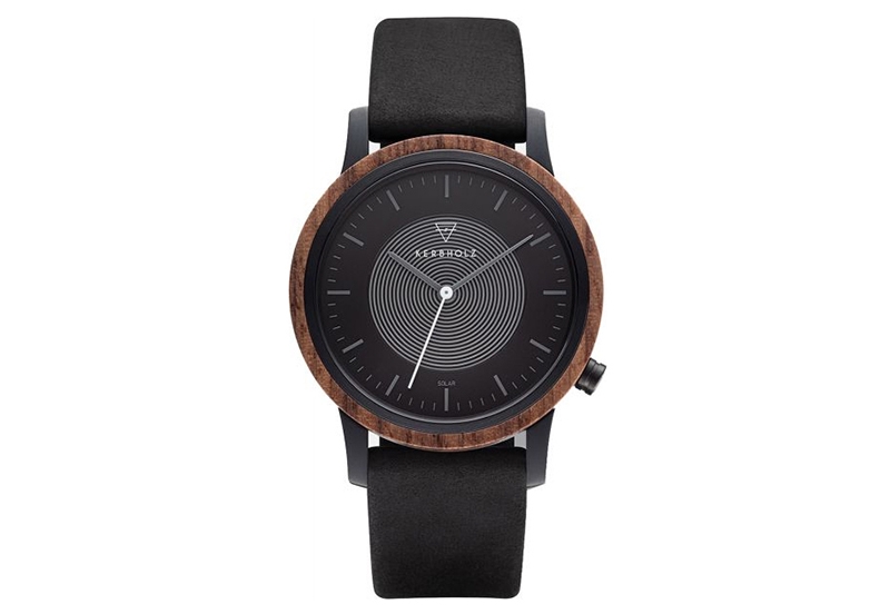Kerbholz Uhrenarmband Fred Walnut Midnight Black Solar