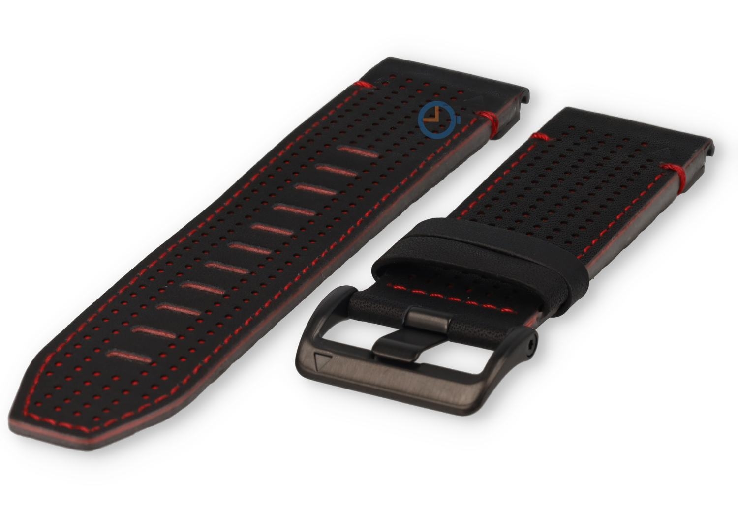 Luxus Leder Uhrenarmband Garmin Fenix 8 - 51mm (schwarz/rot)