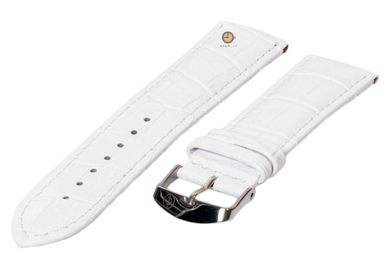 Uhrenarmband 20mm Weiss Leder mit Kroko - print