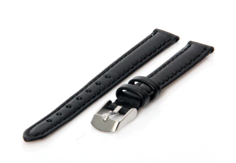 Uhrenarmband 11mm Schwarz Leder