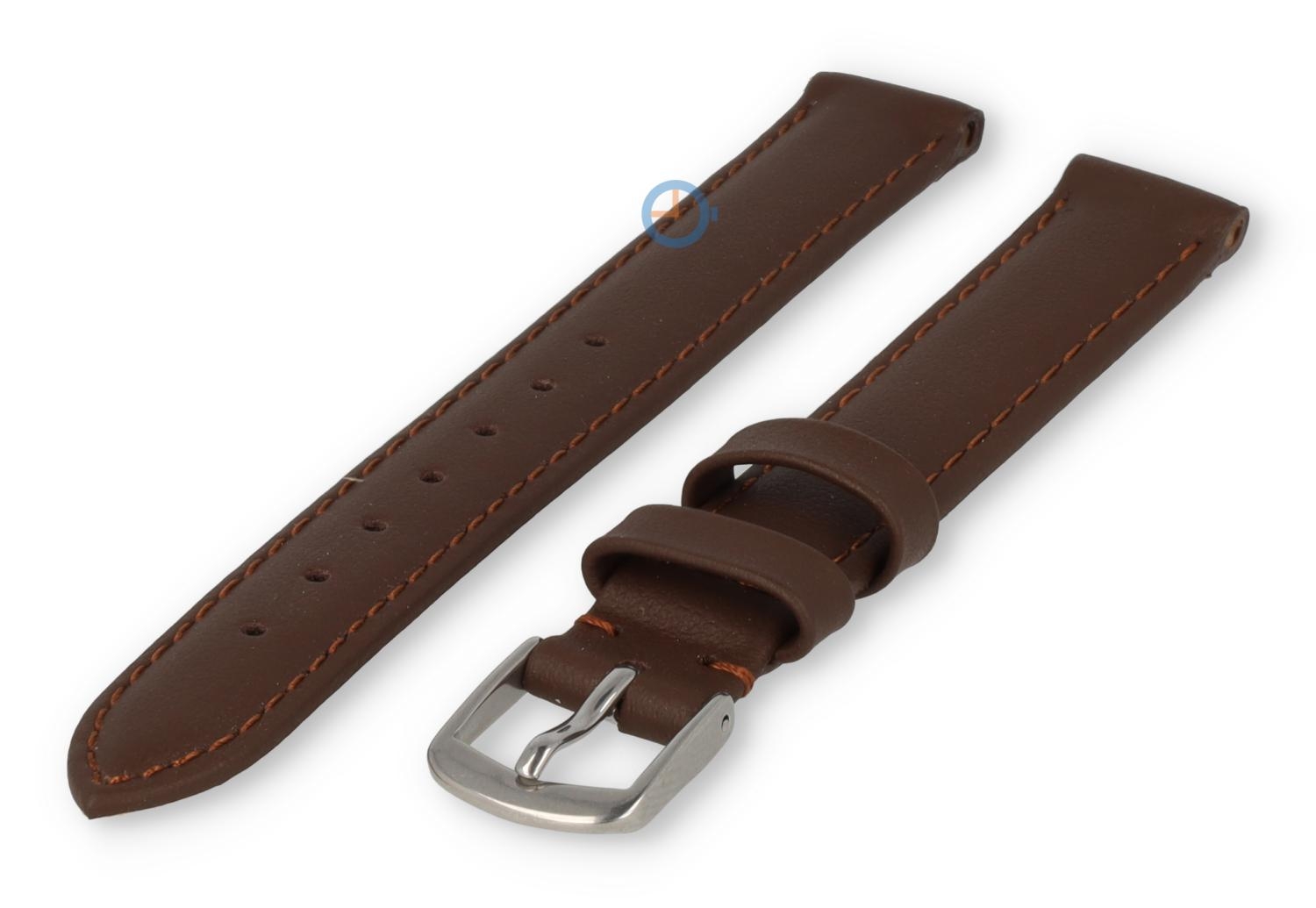 12mm Uhrenarmband glatt Leder - dunkelbraun