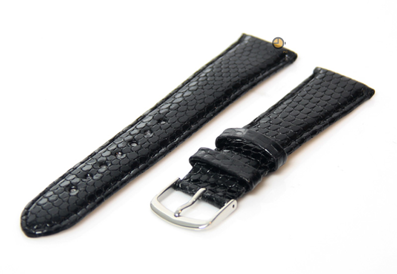 Uhrenarmband 16mm Schwarz Eidechsenleder