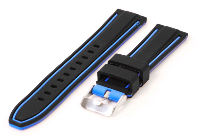 Silikon Uhrenarmbänder 20mm schwarz/blau (umdrehbar)