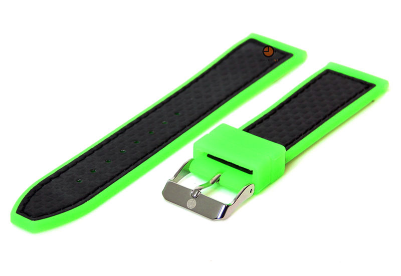 Uhrenarmband 24mm neonGrün - Schwarz Silikon mit Pigmentdruck