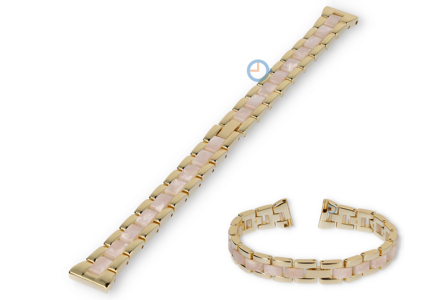 14mm Stahl Band mit Marmor-Look - yellow gold/white