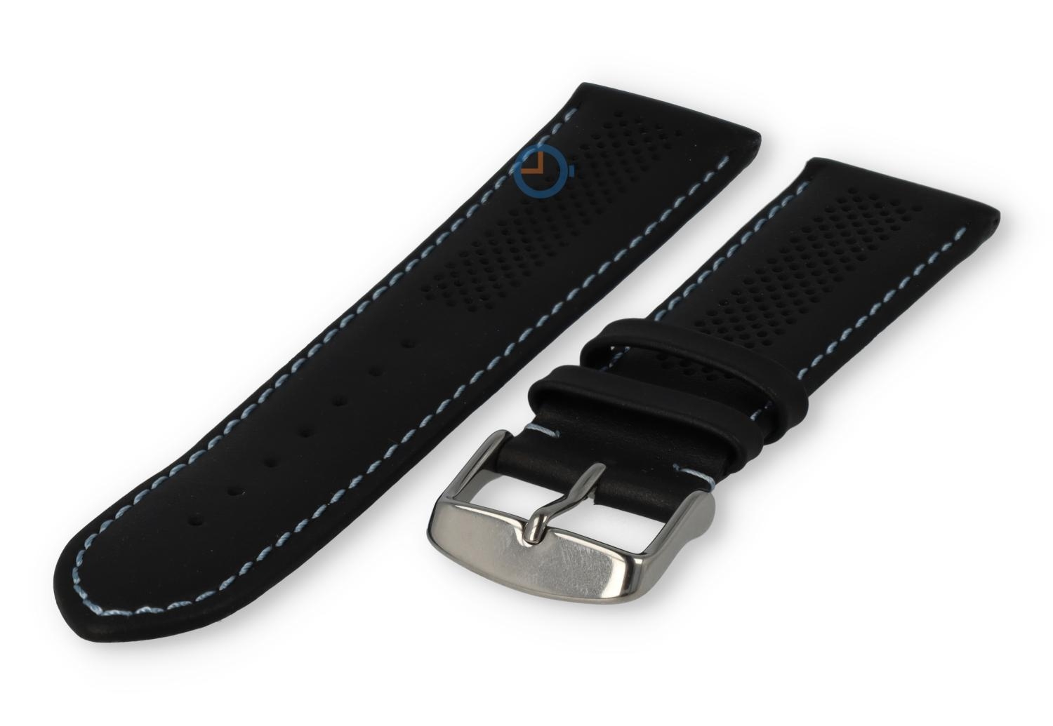 24mm hybrid Band - schwarz mit hellblau