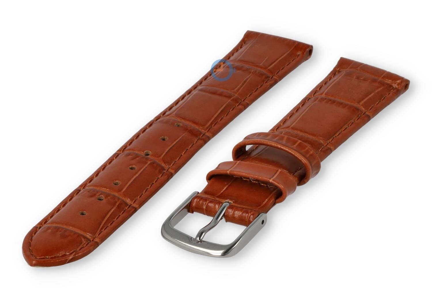 Lederband mit Krokoprint - 18mm - braun