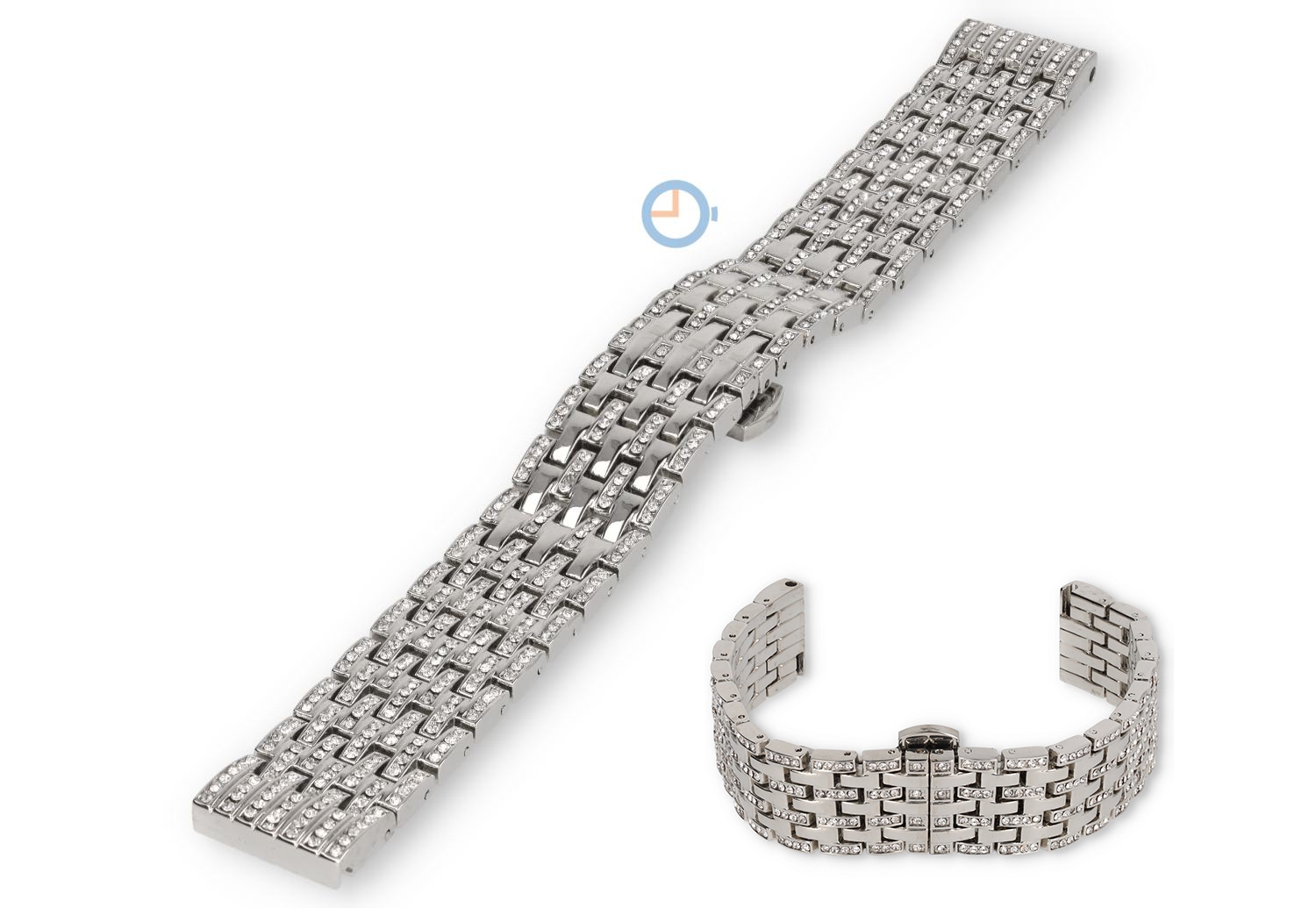 Uhrenarmband mit Steinchen - 18mm - silberfarbiges