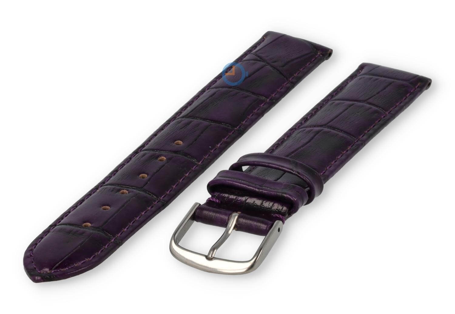 Krokoleder Extra langes Uhrenarmband - 18mm - aubergine