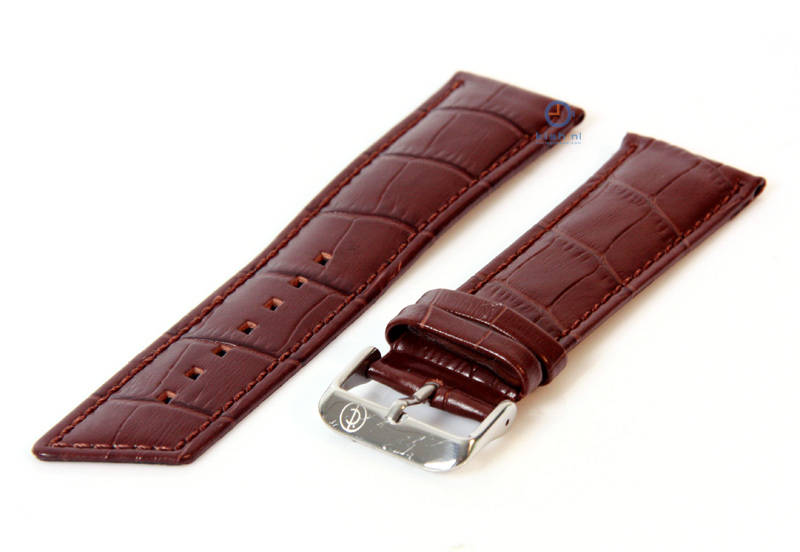 Uhrenarmband 20mm dunkelbraun Leder mit Kroko - Druck