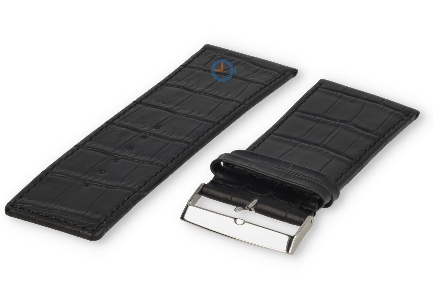 Luxus Kroko Uhrarmband - 38mm - schwarz