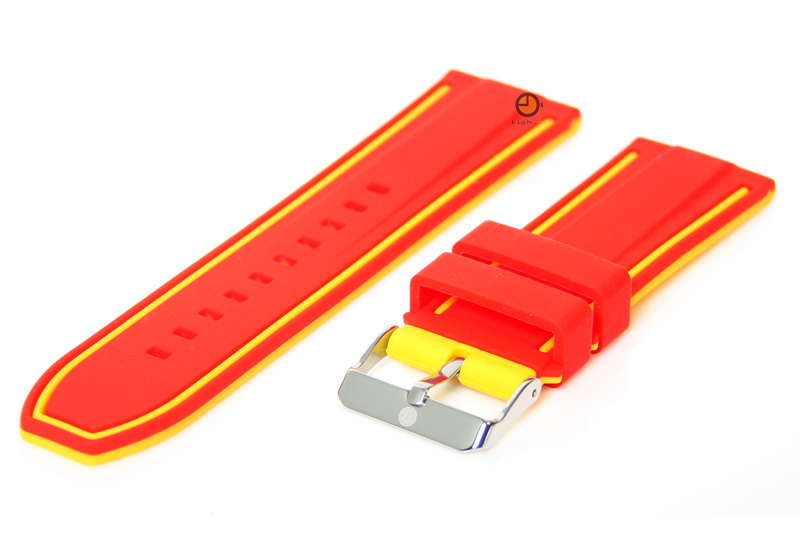 Uhrenarmband 26mm Rot - Gelb Silikon, umdrehbar